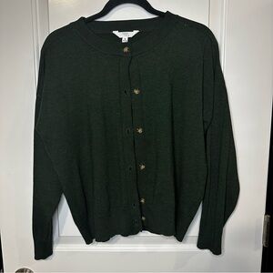 Time and Tru Forest Green Button-Front Cardigan Sweater | Women’s Medium